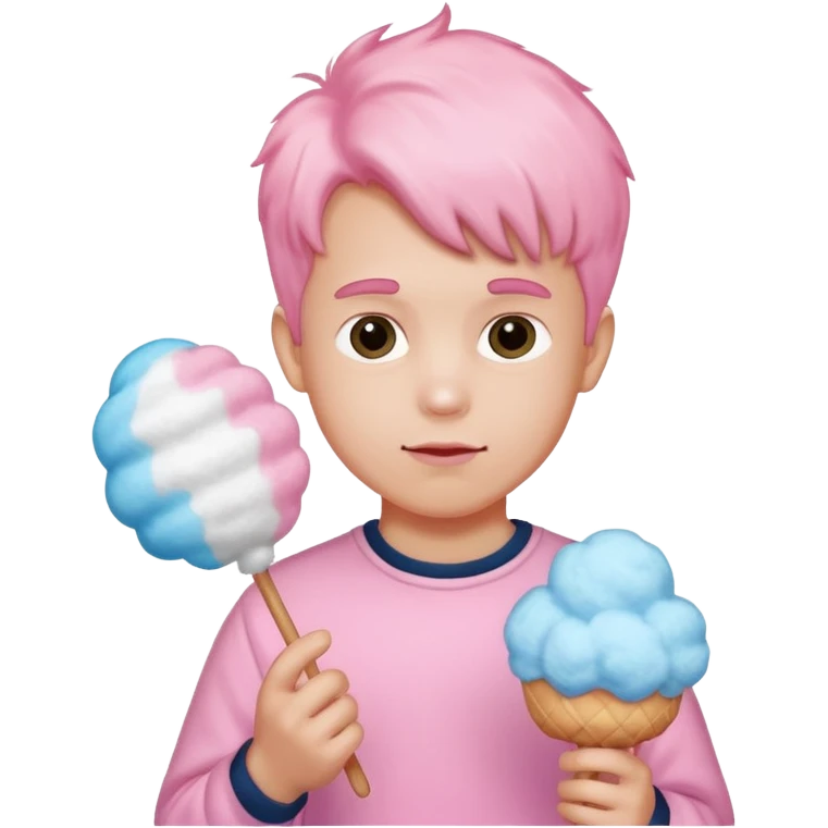cotton candy holding male kid emoji