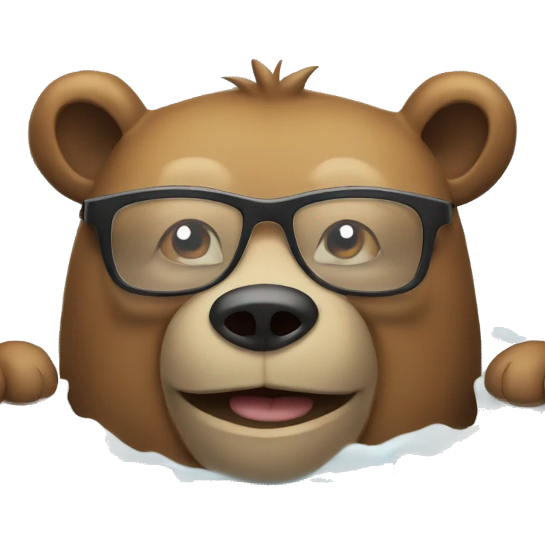 Bear chilling in a hot tub wearing glasses and reading a newspaper emoji
