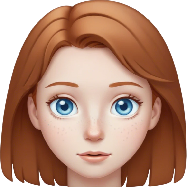 Light brown hair girl with pale skin, light freckles, icy blue eyes  emoji