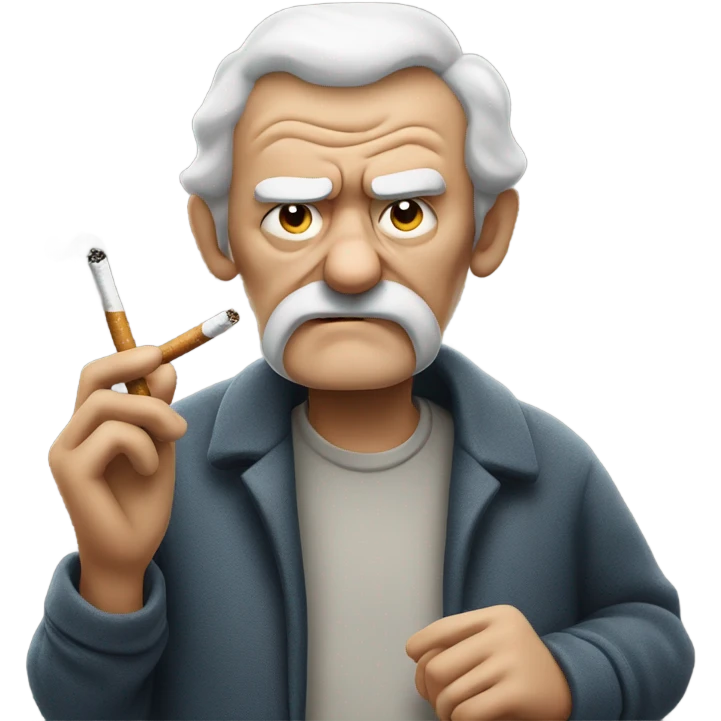 Grumpy old man with cigarette  emoji