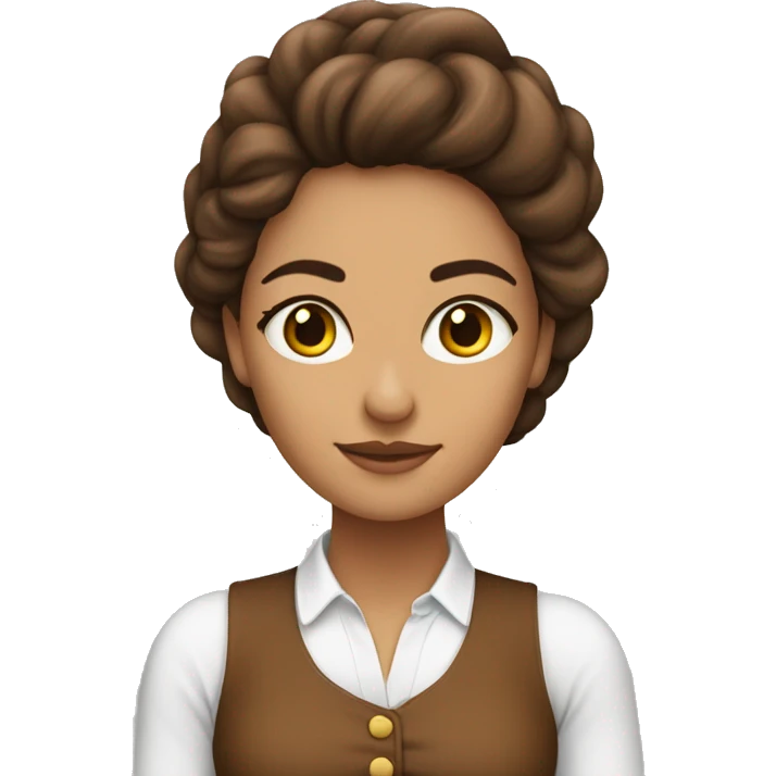 mujer piel clara con pelo melena color marron emoji