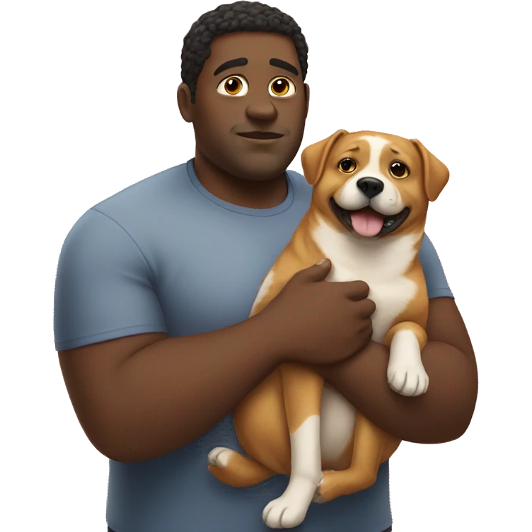 fat black guy holding a dog emoji