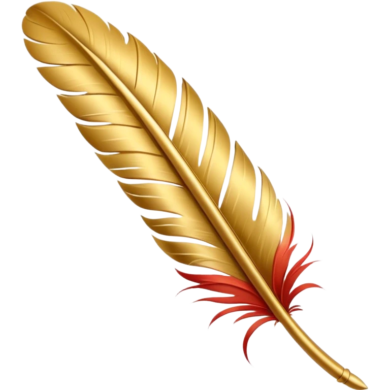 3D perspective writing premium golden ink feather emoji