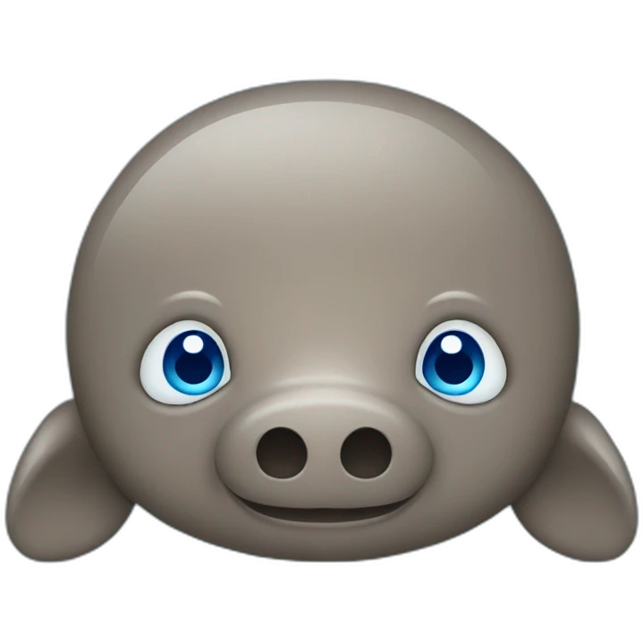 Brown manatee with blue eyes greeting emoji