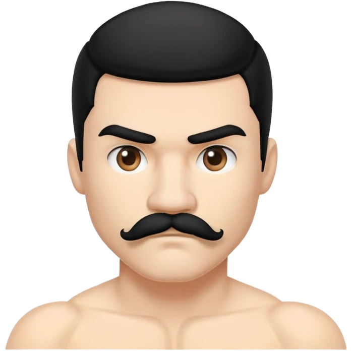Create a boxer, white skin and black hair with a mustache emoji