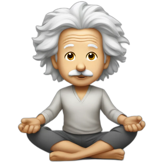 Einstein sitting in yoga position emoji