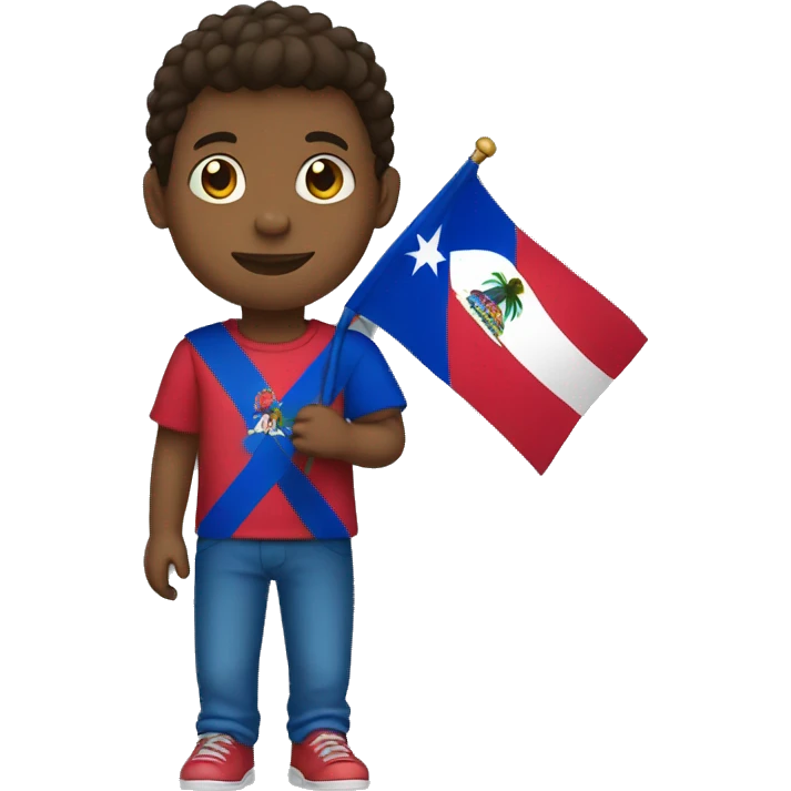 boy and flag haiti on hand emoji