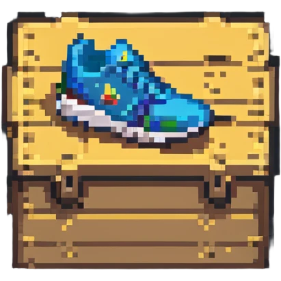 2d power up crate with a running shoe symbol for speed boost emoji