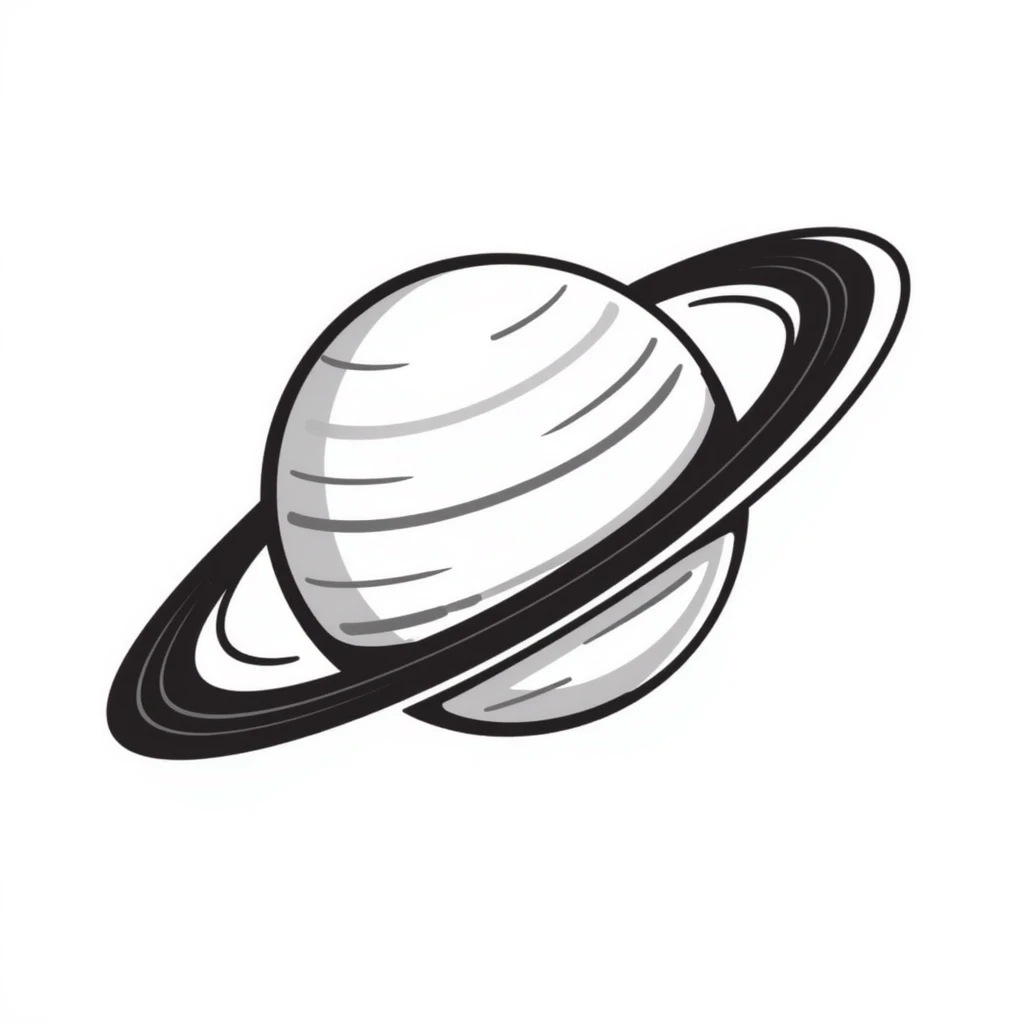 Hand-drawn Saturn planet in grey tones emoji