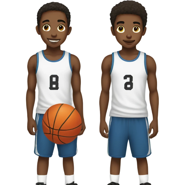 Teen twin boys with basketball and tank tops  emoji