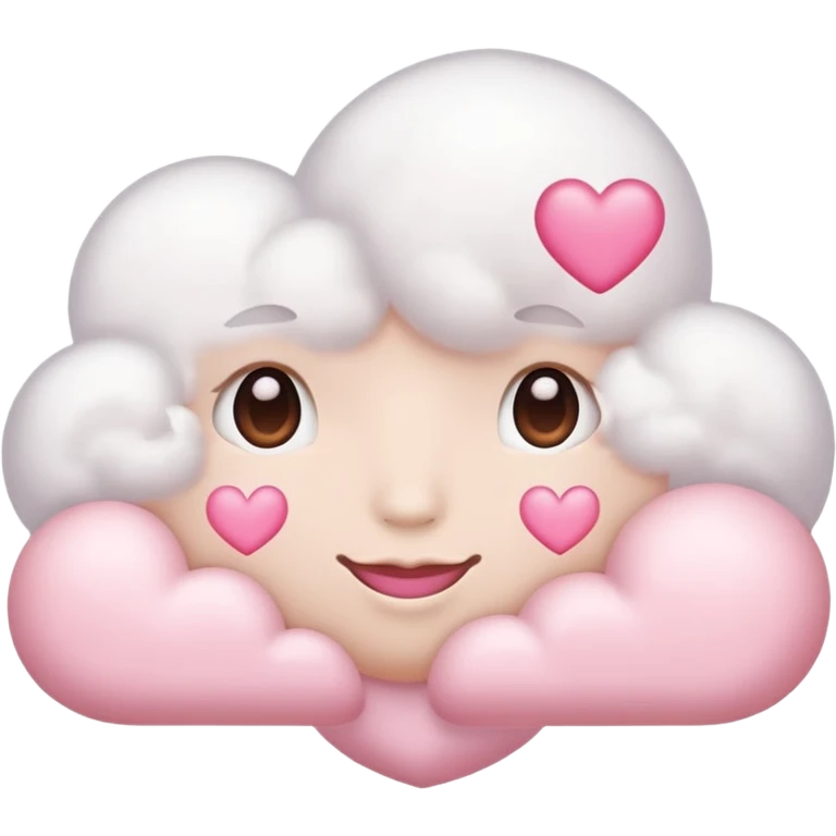 white thought cloud emoji with a pink heart, soft appearance, pink colors, iOS emoji style emoji