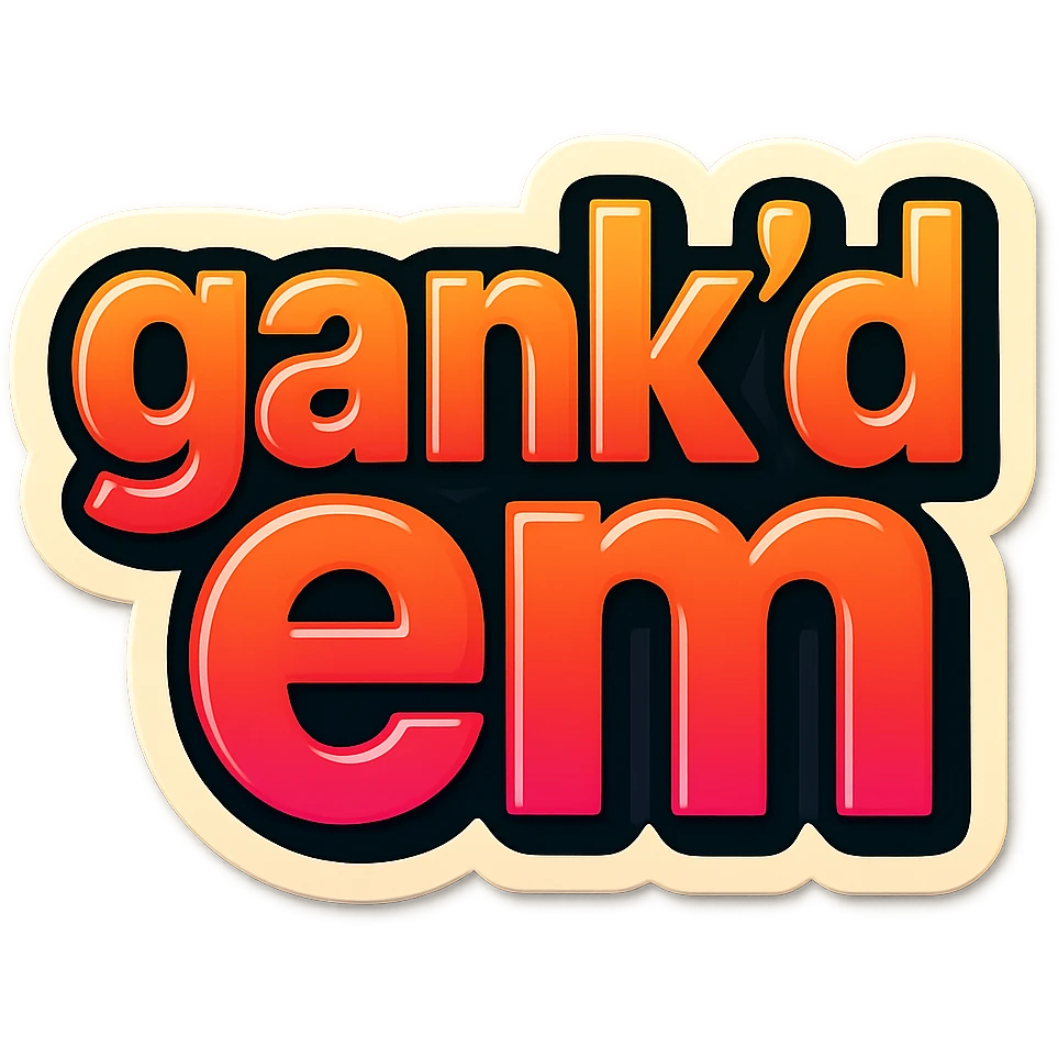 a logo, resembling that of a video tube site, for the text: "gank'd em" emoji