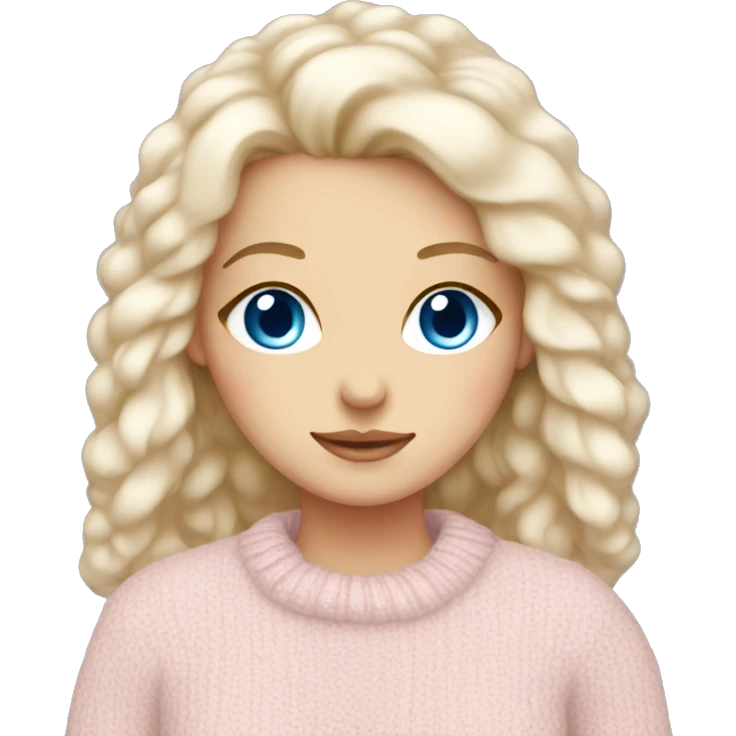 Pretty blue eyed white girl with light pink sweater cozy emoji