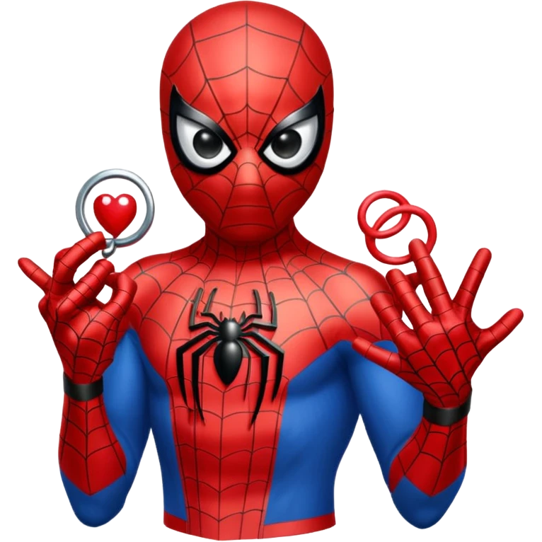 Spiderman qui met une bague a hello kity emoji