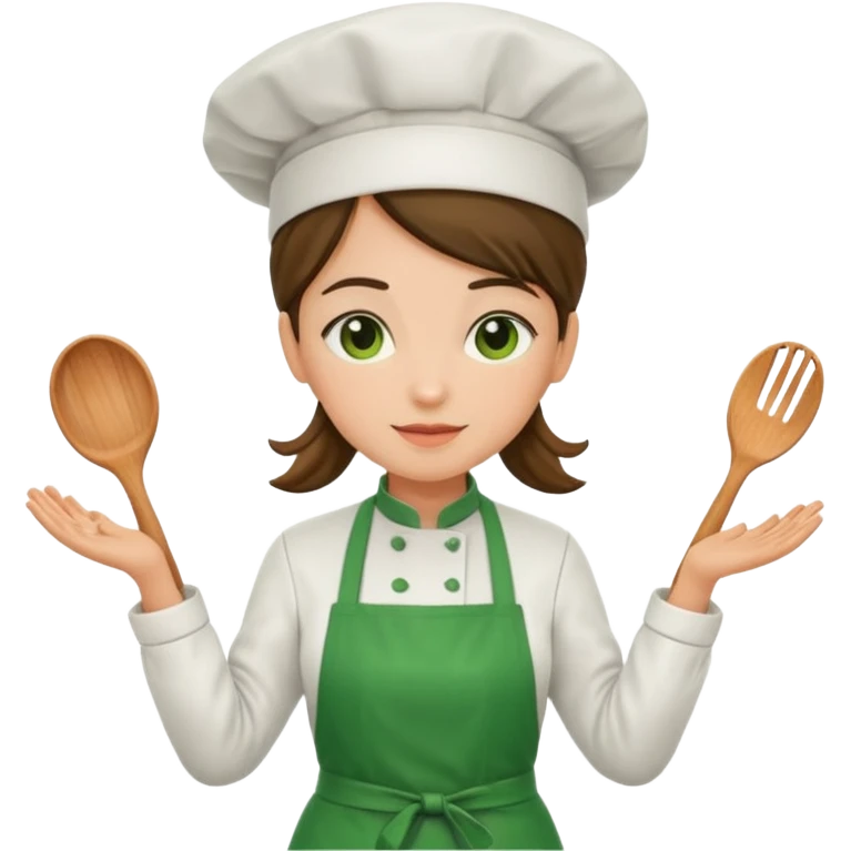 she chef with green apron emoji