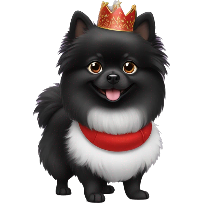 Black Pomeranian Spitz in a New Year's costume emoji