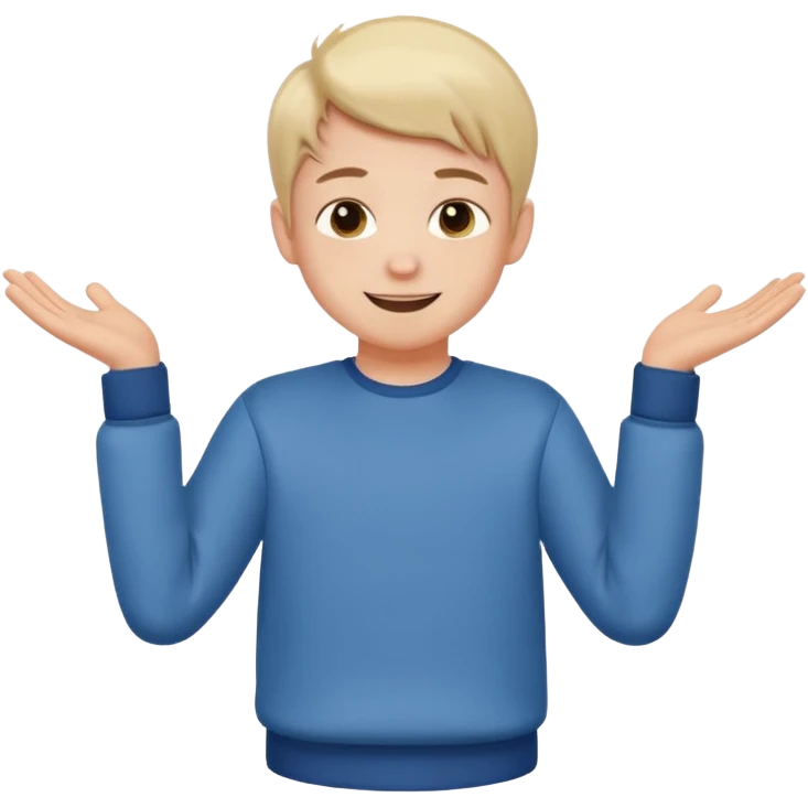 cute boy with cute dressing shrugging his shoulder emoji