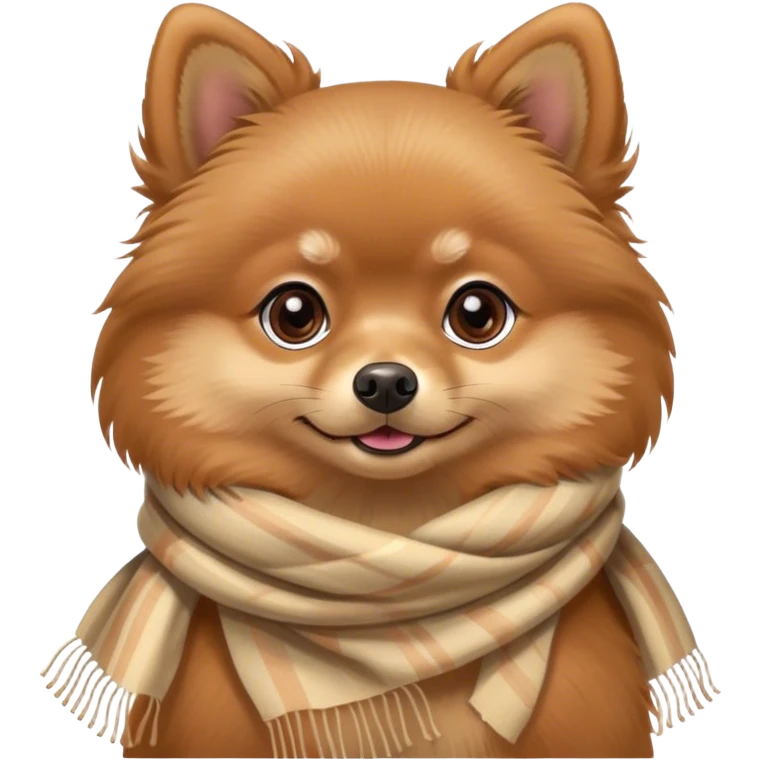 brown pomeranian with scarf emoji