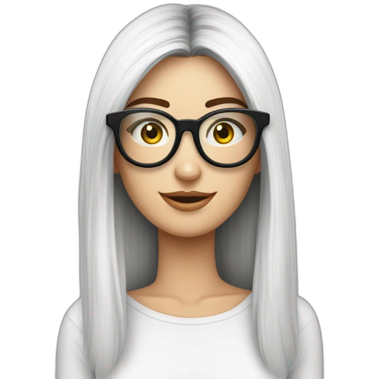 mujer piel blanca gafas pelo largo ycon camarones y espagueti emoji