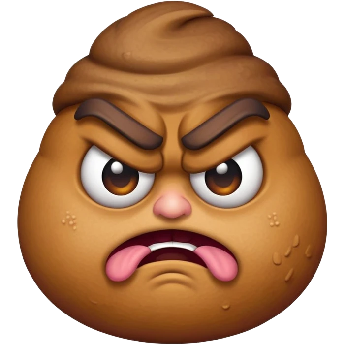 grumpy poop emoji with angry eyebrows emoji