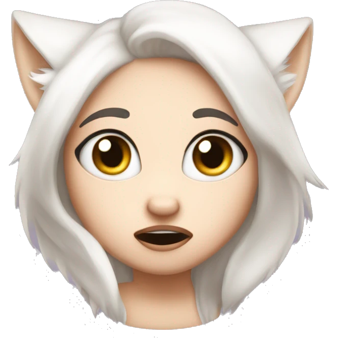 Flustered girl white fox blushing emoji