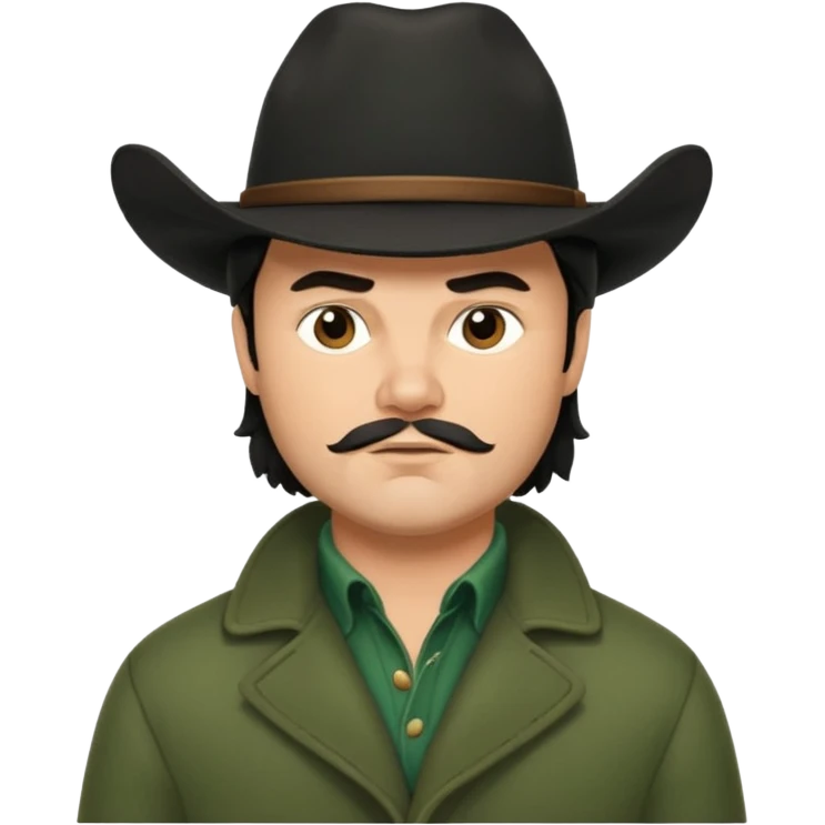 jack black haired cowboy in green coat with black hat emoji