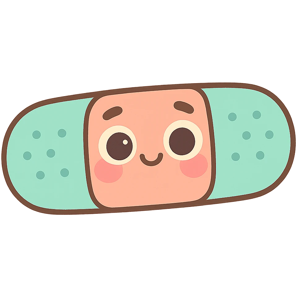 bandage with soft pastel colors, adorable face, pastel toon style emoji