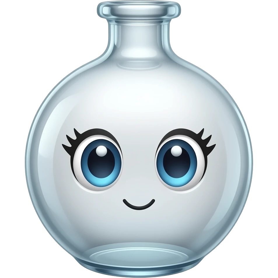 A bottle with a cute face with eyelash emoji