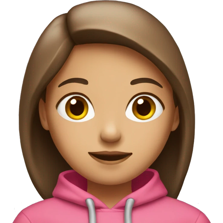 A girl with straight hair and brown  with a pink hoodie  emoji