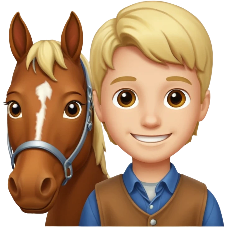 boy with horse and smile emoji