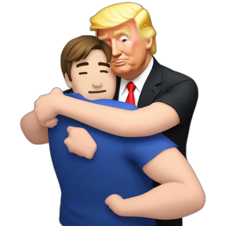 Mrbeast hugging donald trump emoji