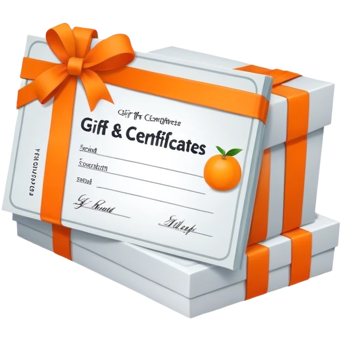 A stack of gift certificate with orange strap in the middle emoji