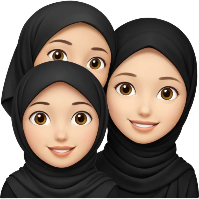 two girl with black hijab and another girl without hijab emoji