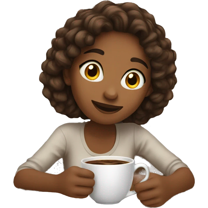 girl enjoying coffee indoors emoji
