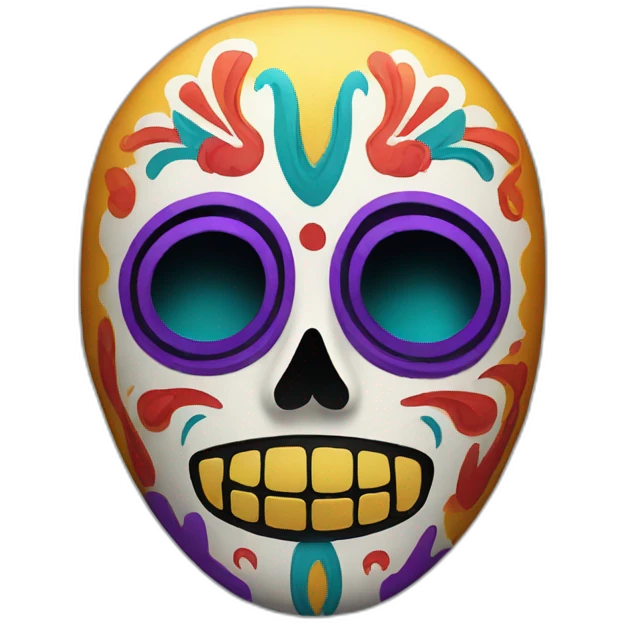 Colorful el muerte mask crying emoji