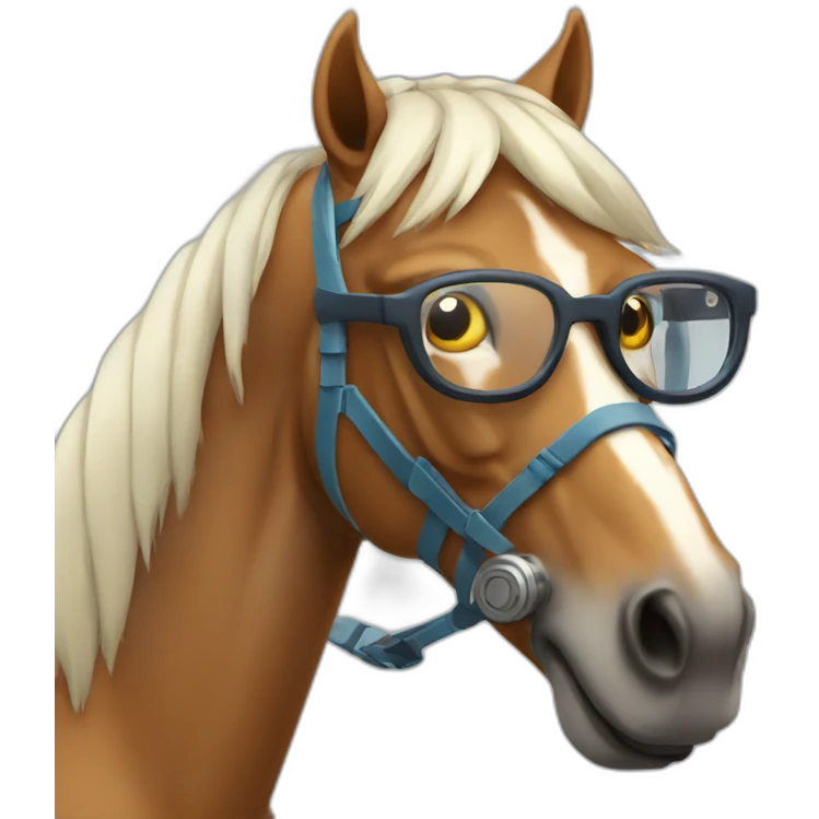 Mechanical horse wearing glasses emoji