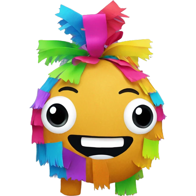 colorful cute pinata with big eyes and happy face emoji