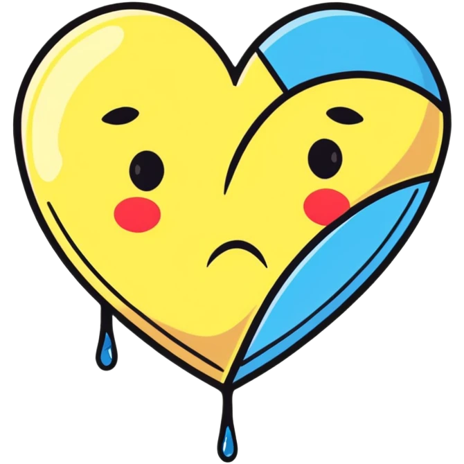sad broken heart with tears emoji