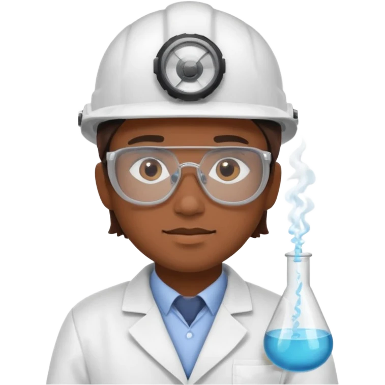 Ingeniera quimica con delantal, casco de seguridad y gafas de seguridad emoji