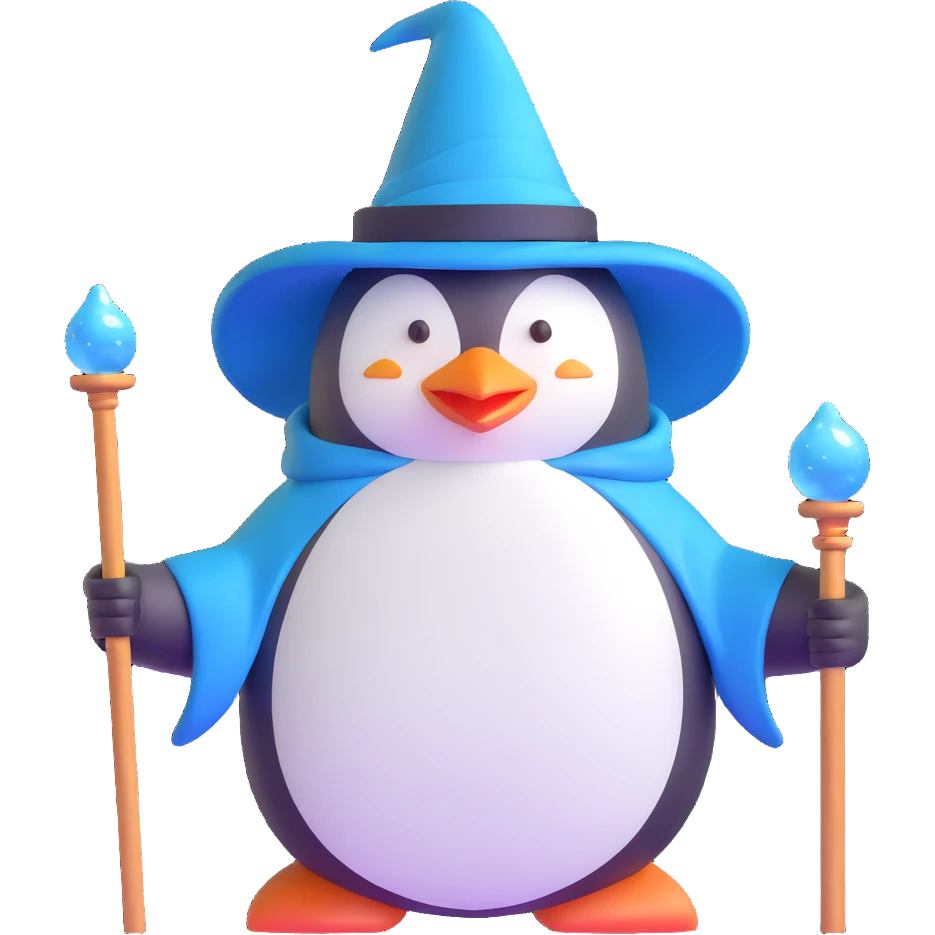 penguin wizard with ice magic powers emoji