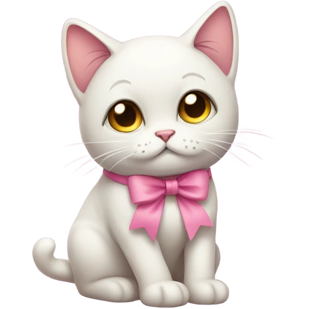 Sad cat with a pink bow emoji