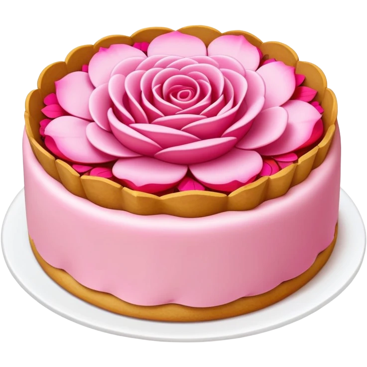 Yunnan Rose Cake with visible flower petals in pastry, simplified emoji style with bold outlines and bright colors, cartoon style floral sweet snack emoji