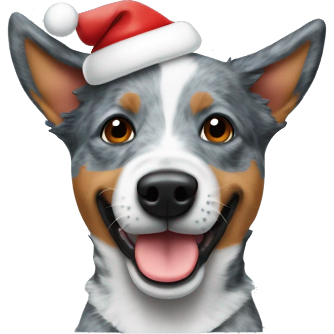 blue heeler wear a christmas hat emoji