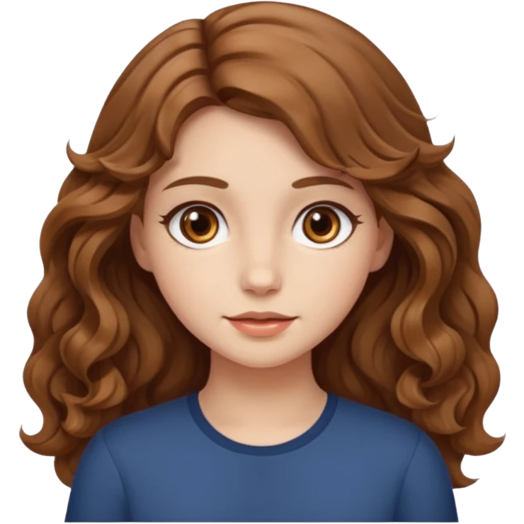 Açık kumral saçları olan, dalgalı kabarık saçlı beyaz tenli kahverengi gözlü bir kız çizer misinn emoji