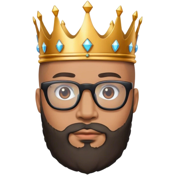 Bald lightskin king glasses beard crown emoji