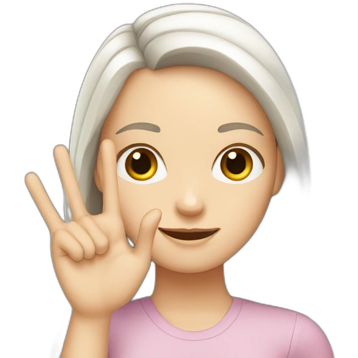 white girl showing three fingers on one hand emoji