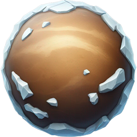 A planet, with rock and icy surface, mostly brown and white as colors emoji