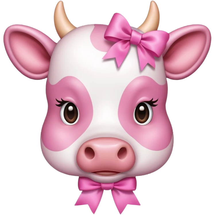 Pink cow with ribbon emoji