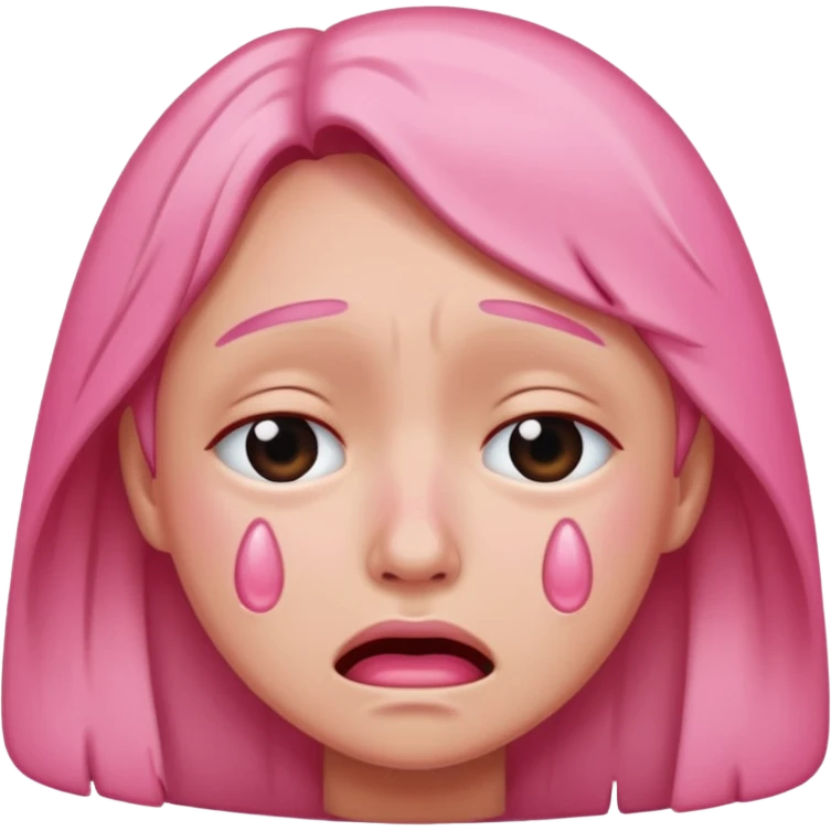 Crying pink emoji