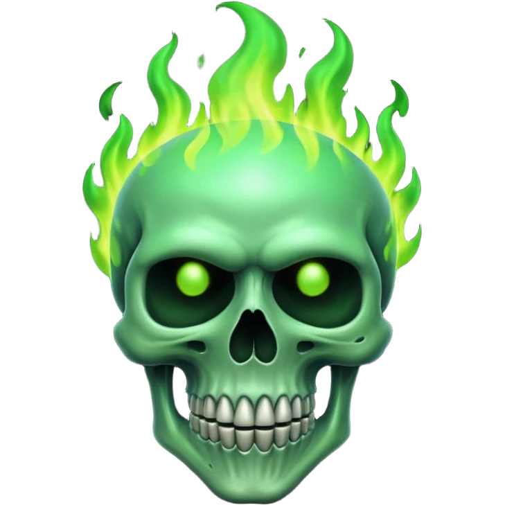 green flaming skull emoji